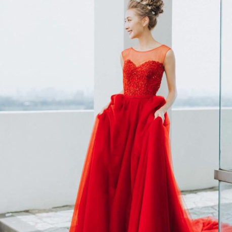 紅禮服 手工婚紗禮服
