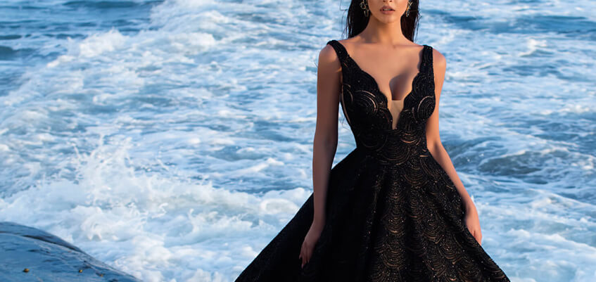 黑色禮服挑選 黑色 婚紗禮服-黑色立體蕾絲禮服,手工婚紗禮服出租,高級訂製婚紗禮服